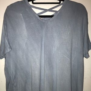 Copper Key Distressed Blue Top